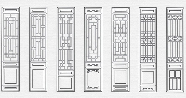 盐都常用中式仿古花窗图案隔断设计图